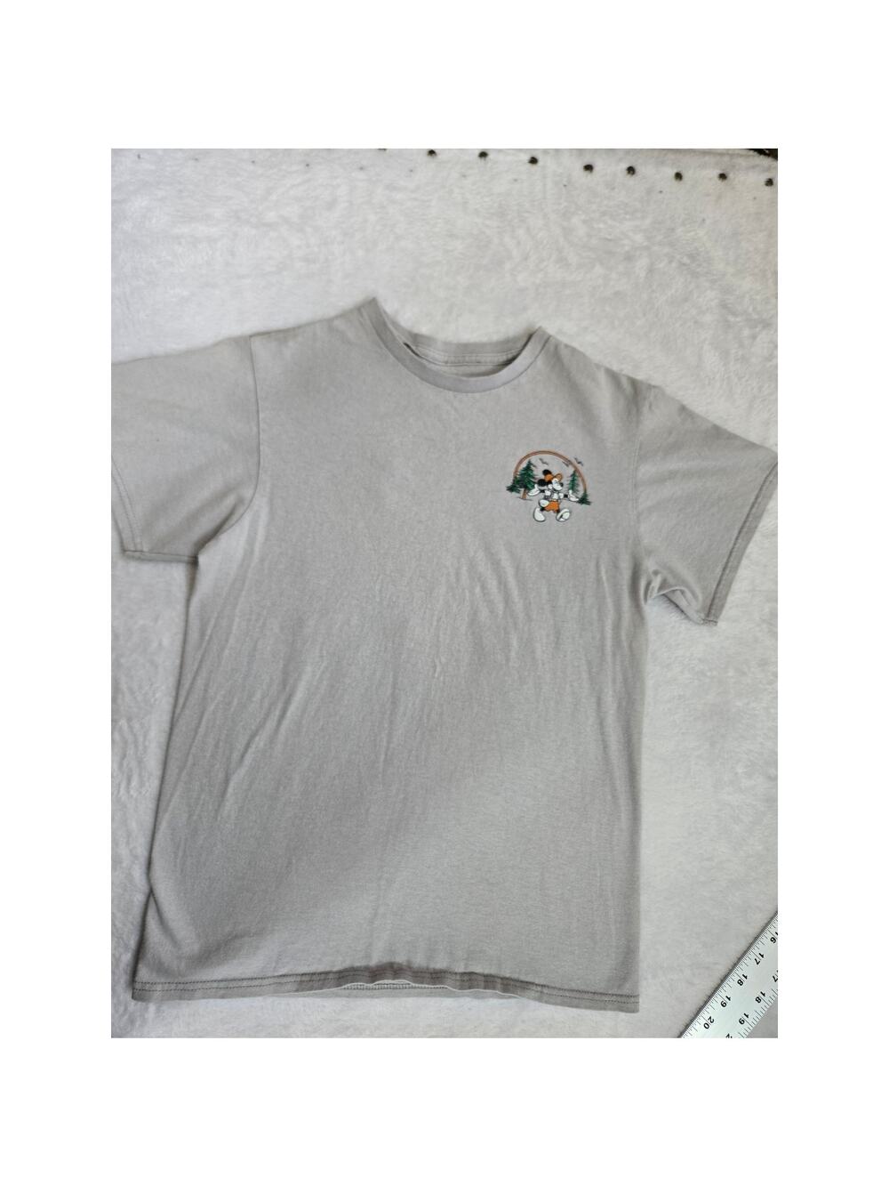 Disney Mickey Mouse Outdoors Tee Womens Small Gray Graphic Short Sleeve